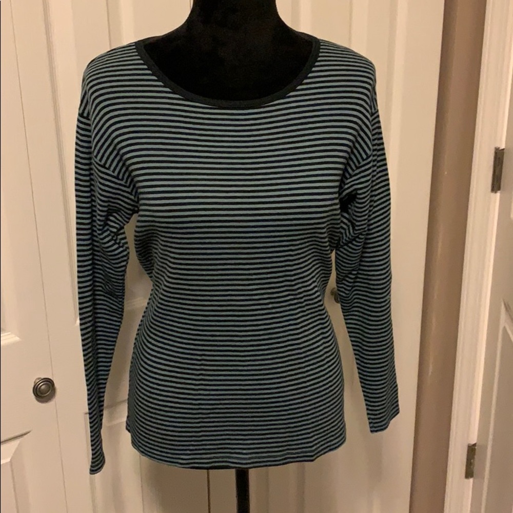 Karen Kane Easy Wear Long Sleeved Striped Shirt - Picture 8 of 15